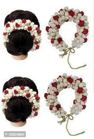 Beautiful Flower Hair Gajra For Hair Bun For Women And Girls- Pack Of 2-thumb0