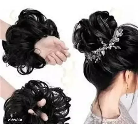 Beautiful Natural Black Synthetic Hair Extension Juda Bun For Women And Girls- 7 Inches-thumb0