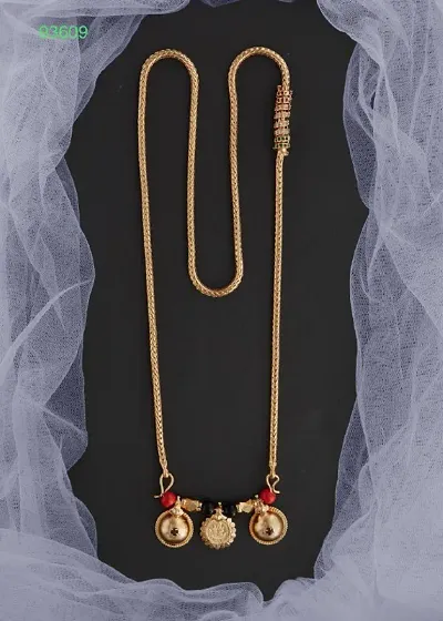 Stylish Golden Brass Long Vati Mangalsutra For Women