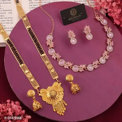 Beautiful Brass Necklace Set And Mangalsutra With Earring Pack Of 2-thumb0