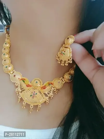 Designer Golden Alloy Jewellery Set For Women-thumb0