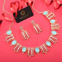 Stylish Women Choker Necklace Set With 1 Pair Of Earrings Jewellery Set-thumb2