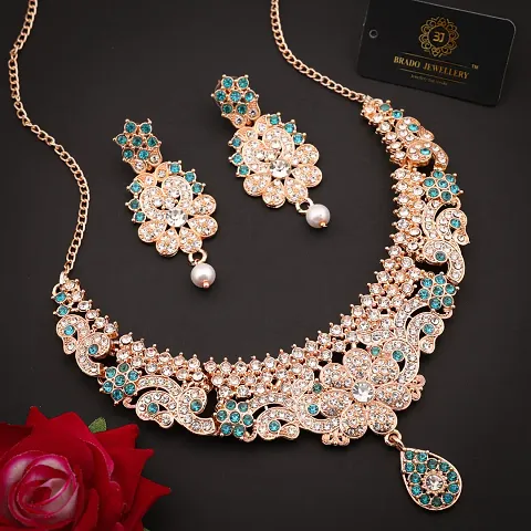 Stylish Alloy American Diamond Jewellery Set For Women