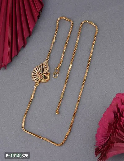 American Diamond Copper Gold Plated 24 Inch Mugappu Mop chain For Women