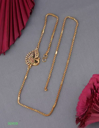 Fancy American Diamond Copper Gold Plated Chain For Women