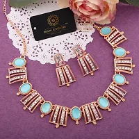 Stylish Women Choker Necklace Set With 1 Pair Of Earrings Jewellery Set-thumb1