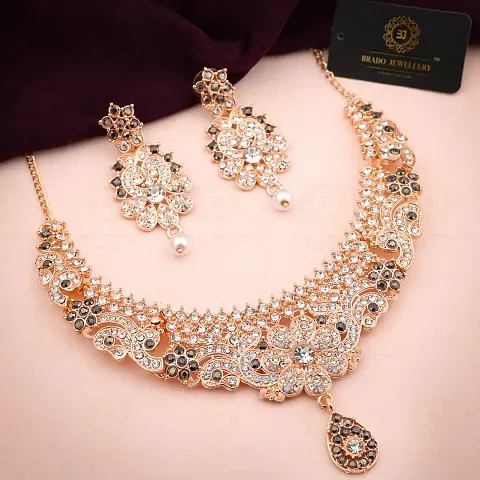 Stylish Alloy American Diamond Jewellery Set For Women