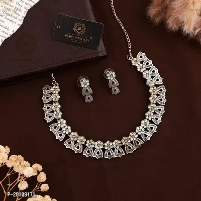 Stylish Silver Brass Beads Jewellery Set For Women-thumb0