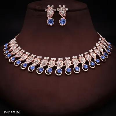 Stylish Women Choker Necklace Set With 1 Pair Of Earrings Jewellery Set-thumb4