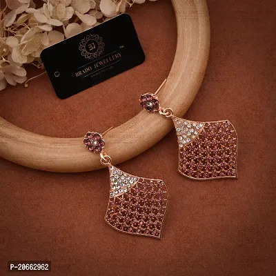 Elegant Brass American Diamond Earrings For Women