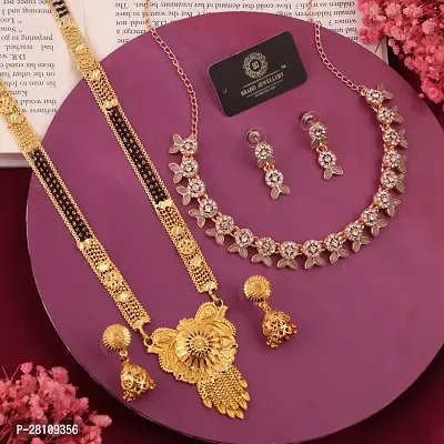 Beautiful Brass Necklace Set And Mangalsutra With Earring Pack Of 2-thumb0