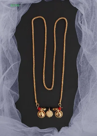 Stylish Golden Brass Long Vati Mangalsutra For Women
