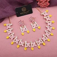 Stylish Women Choker Necklace Set With 1 Pair Of Earrings Jewellery Set-thumb2