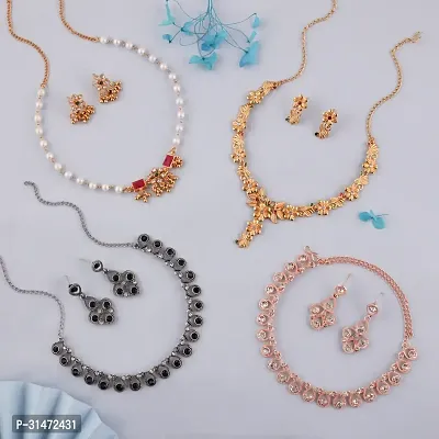 Combo Of 4 Jewellery Set With Earrings For Women-thumb0