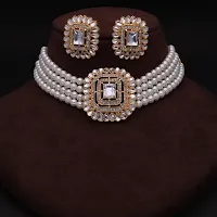 Combo Of 1 Choker Set With 2 Pair Of Earrings And Maang Tikka Set For Women-thumb1