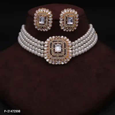 Combo Of 1 Choker Set With 2 Pair Of Earrings And Maang Tikka Set For Women-thumb2