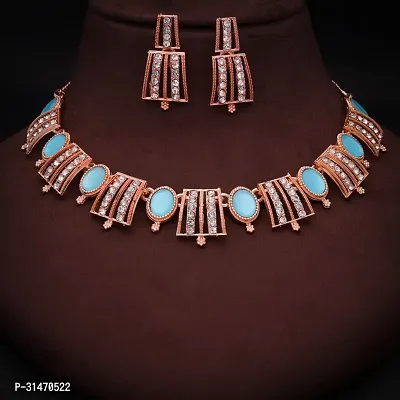 Stylish Women Choker Necklace Set With 1 Pair Of Earrings Jewellery Set-thumb4