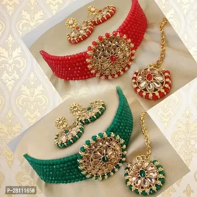 Elegant Brass Diamond Jewellery Set For Women- Pack Of 2