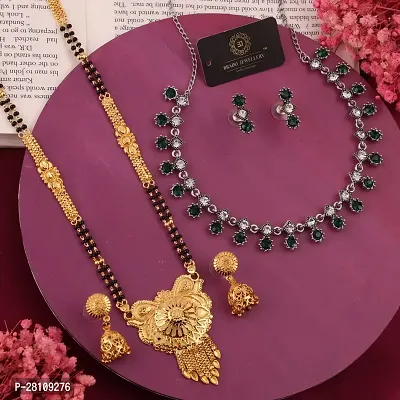 Beautiful Brass Necklace Set And Mangalsutra With Earring Pack Of 2-thumb0