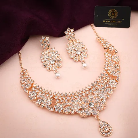 Stylish Alloy American Diamond Jewellery Set For Women