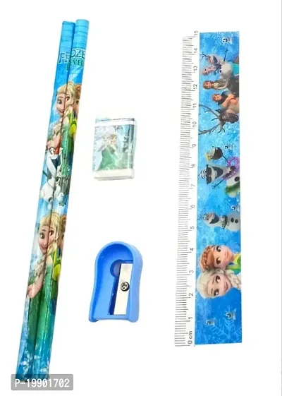 Mini Stationery Small Gift Sets for Kids Mix Design Stationery Set Box Include 2 Pencils, 1 Eraser, 1 Sharpener and 1 Ruler Pack Return Gift Sets for Kids Multicolor - Set of 4-thumb2