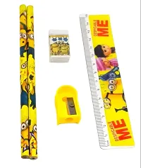 Mini Stationery Small Gift Sets for Kids Mix Design Stationery Set Box Include 2 Pencils, 1 Eraser, 1 Sharpener and 1 Ruler Pack Return Gift Sets for Kids Multicolor - Set of 4-thumb4