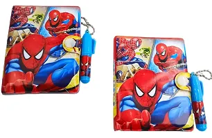 Spiderman Mini Button Lock Pocket Diary Pen Red Combo Gift Set for Kids/Cute Stylish School Stationery Small Notebook with Pen - Set of 2-thumb1