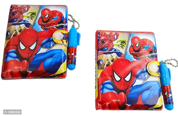 Spiderman Mini Button Lock Pocket Diary Pen Red Combo Gift Set for Kids/Cute Stylish School Stationery Small Notebook with Pen - Set of 2-thumb2