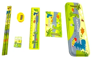 Dinosaur Stationery Set for Boys Girls Kids School Supplies 1Pencil Box/2Pencil/1 Scale/1Sharpner/1Eraser/1DrawingBook for Birthday Return Gift-thumb2