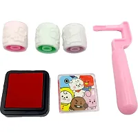 BT21 Rolling Stamp for Kids Boys  Girls/Handle Wheel Roller Stamp with inkpad Diary DIY Stamp Set Creative for DIY Scrapbooking Card Making Kids Return Gift - Pack of 2 Set-thumb2