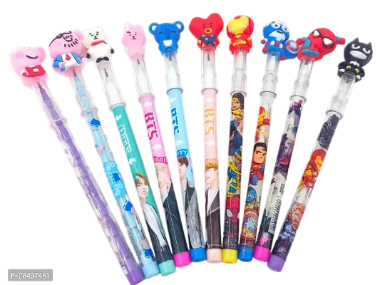 HARBAN MART Pack of 10 Pencils, Thick Strong Grip Pencils, Suitable for School, Kids Art, Push Pencils Best for Birthday Return Gifts-thumb0
