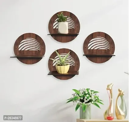 Designer Brown Wood Wall Hanging Wall Shelves Pack Of 4