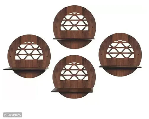 Designer Brown Wood Wall Hanging Wall Shelves Pack Of 4