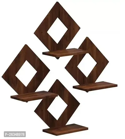 Designer Brown Wood Wall Hanging Wall Shelves Pack Of 4