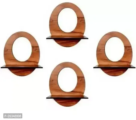 Designer Brown Wood Wall Hanging Wall Shelves Pack Of 4