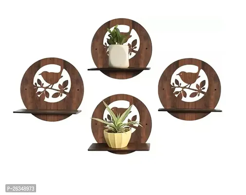 Designer Brown Wood Wall Hanging Wall Shelves Pack Of 4