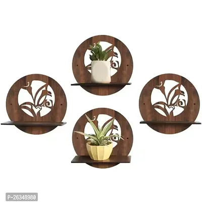 Designer Brown Wood Wall Hanging Wall Shelves Pack Of 4