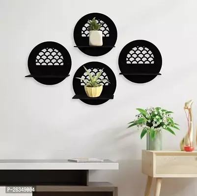 Designer Black Wood Wall Hanging Wall Shelves Pack Of 4