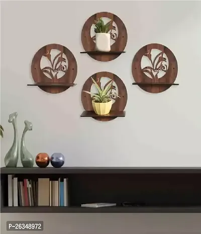 Designer Brown Wood Wall Hanging Wall Shelves Pack Of 4-thumb0