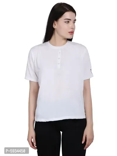 Cotton Jersey Casual Regular Tshirt for Women-thumb0