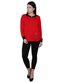 Women Cotton Jersey Embroidered Boat Neck Tshirt-thumb3