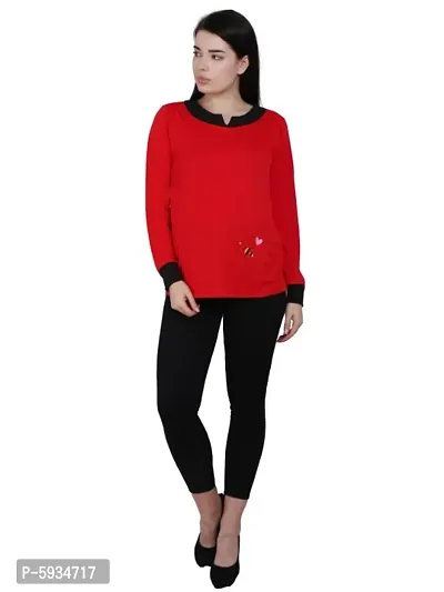 Women Cotton Jersey Embroidered Boat Neck Tshirt-thumb4