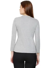 Womens Fashionable Tshirt Full Sleeves Round Neck in Grey Color-thumb1