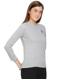 Womens Fashionable Tshirt Full Sleeves Round Neck in Grey Color-thumb3