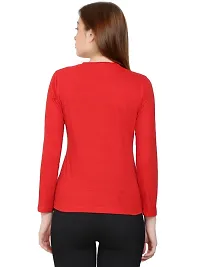 Womens Fashionable Tshirt Full Sleeves Round Neck in Red Color-thumb1