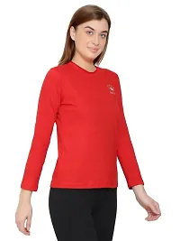 Womens Fashionable Tshirt Full Sleeves Round Neck in Red Color-thumb3