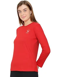 Womens Fashionable Tshirt Full Sleeves Round Neck in Red Color-thumb4