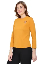 Womens Fashionable Tshirt Full Sleeves Round Neck in Yellow Color-thumb4