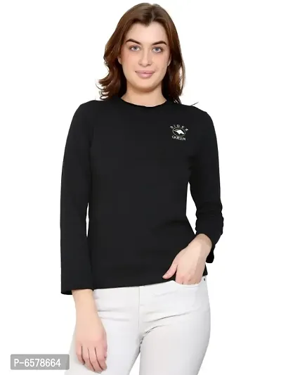 Womens Fashionable Tshirt Full Sleeves Round Neck in Black Color