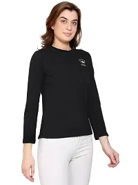 Womens Fashionable Tshirt Full Sleeves Round Neck in Black Color-thumb3